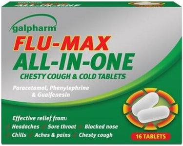 Galpharm Flu Max All In One Chesty Cough & Cold Tablets - 5 Packs | 80 Tablets